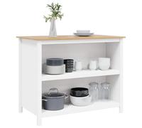 vidaXL Îlots de Cuisine HILL Blanc 112 x 66 x 90 cm Pin massif, Îlot de cuisine moderne, surface rectangulaire, design en pin solide, station repas, style contemporain