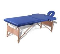 vidaXL Inklapbare massagetafel 2 zones met houten frame (blauw)110075 Bleu G
