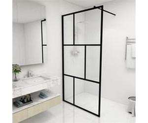 vidaXL Inloopdouchewand 100x195 cm gehard glas zwart149154 Noir G