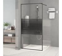 vidaXL Paroi de douche Noir 100x195 cm – Verre ESG transparent