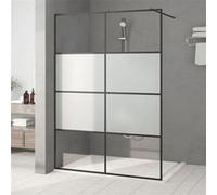 Inloopdouchewand 140x195 cm halfmat ESG-glas zwart152129