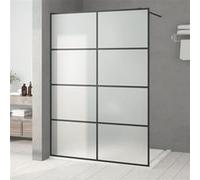 vidaXL Paroi de douche Noir 140x195 cm Verre ESG dépoli