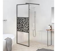 vidaXL Inloopdouchewand met stenenmotief 80x195 cm ESG-glas zwart151880 Noir G