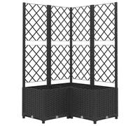 vidaXL Jardinière avec Treillis Lit Surélevé Pot à Plantes Boîte à Fleurs Jardin Patio Entrée Terrasse Extérieur Noir 80x80x136 cm PP