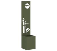 vidaXL Jardinier avec Panneau Décoratif Vert olive 32 x 140 cm