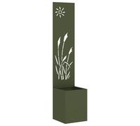 vidaXL Jardinier avec Panneau Décoratif Vert olive 32 x 140 cm