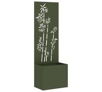 vidaXL Jardinier avec Panneau Décoratif Vert Olive 50 x 140 cm, Jardin et terrasse, séparateur Moderne, décorations stylées, écran de confidentialité Chic, Enceinte contemporaine