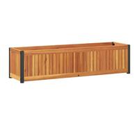 Jardinière 110x30x27,5 cm bois massif d'acacia et acier, jardinière d'extérieur, bac à fleurs, bac à pommes de terre, jardinière de terrasse