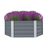 vidaXL Jardinière hexagonale en acier galvanisé 129 x 129 x 46 cm Gris