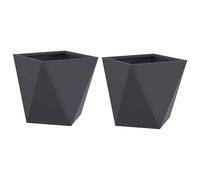 vidaXL Jardinière 2 pcs Anthracite 30 x 30 x 30 cm Acier, Jardin et terrasse, bac à Fleurs en Acier Robuste, boîte rectangulaire pour déco de Patio