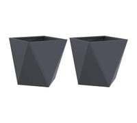 vidaXL Jardinière 2 pcs Anthracite 40 x 40 x 40 cm Acier, Jardin et terrasse, bac à Fleurs en Acier Robuste, boîte rectangulaire pour déco de Patio