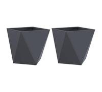 vidaXL Jardinière 2 pcs Anthracite 40 x 40 x 40 cm Acier, Jardin et terrasse, bac à Fleurs en Acier Robuste, boîte rectangulaire pour déco de Patio