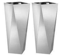 Vidaxl Jardinière 2 Pcs Argent 30 X 30 X 75 Cm Acier Galvanisé