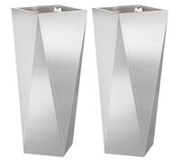 Vidaxl Jardinière 2 Pcs Argent 30 X 30 X 75 Cm Acier Inoxydable