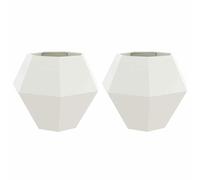 vidaXL Jardinière 2 pcs Blanc 100 x 100 x 80 cm Acier, Jardin et terrasse, bac à Fleurs Solide, Support rectangulaire, décor d'herbes et Verdure, boîte