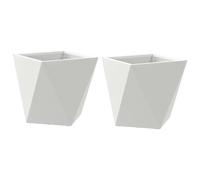 vidaXL Jardinière 2 pcs Blanc 30 x 30 x 30 cm Acier, Jardin et terrasse, bac à Fleurs en Acier Robuste, boîte rectangulaire pour déco de Patio