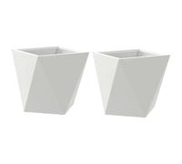 vidaXL Jardinière 2 pcs Blanc 30 x 30 x 30 cm Acier, Jardin et terrasse, bac à Fleurs en Acier Robuste, boîte rectangulaire pour déco de Patio