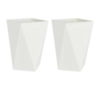 vidaXL Jardinière 2 pcs Blanc 50 x 50 x 75 cm Acier, Jardin et terrasse, bac à Fleurs en Acier Robuste, boîte rectangulaire pour déco de Patio