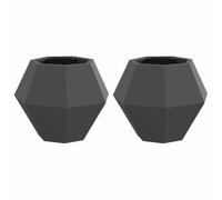 vidaXL Jardinière 2 pcs Noir 50 x 50 x 40 cm Acier, Jardin et terrasse, bac à Fleurs Solide, Support rectangulaire, décor d'herbes et Verdure, boîte