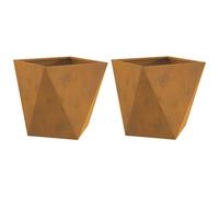 Vidaxl Jardinière 2 Pcs Rouillé 50 X 50 X 50 Cm