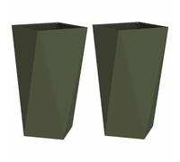 Jardinière - VIDAXL - Lot 2 - Vert olive - 40 x 40 x 75 cm - Acier