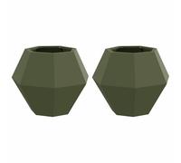 vidaXL Jardinière 2 pcs Vert Olive 50 x 50 x 40 cm Acier, Jardin et terrasse, bac à Fleurs Solide, Support rectangulaire, décor d'herbes et Verdure, boîte