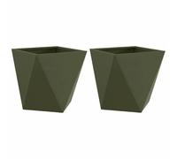 vidaXL Jardinière 2 pcs Vert Olive 50 x 50 x 50 cm Acier, Jardin et terrasse, bac à Fleurs en Acier Robuste, boîte rectangulaire pour déco de Patio