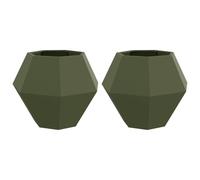 vidaXL Jardinière 2 pcs Vert Olive 75 x 75 x 60 cm Acier, Jardin et terrasse, bac à Fleurs Solide, Support rectangulaire, décor d'herbes et Verdure, boîte