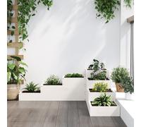 Vidaxl Jardinière 4 Niveaux 106x104,5x36 Cm Blanc Bois De Pin Massif