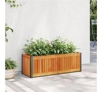 vidaXL Jardinière 80×30×27,5 cm bois massif d'acacia et acier, bac à fleurs/pommes de terre