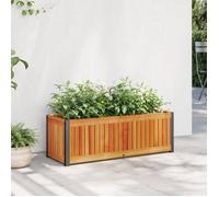 Jardinière 80x30x27,5 cm bois massif d'acacia et acier, jardinière d'extérieur, bac à fleurs, bac à pommes de terre, 367614