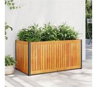 vidaXL Jardinière 85x45x44 cm bois massif d'acacia et acier, jardinière d'extérieur, bac à fleurs, bac à pommes de terre, 367611