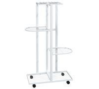 Vidaxl Jardinière À 4 Niveaux Avec Roues 44x23x80 Cm Blanc Fer Blanc