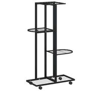 vidaXL Étagère à plantes 4 niveaux avec roues 44x23x80 cm Noir en fer pour intérieur