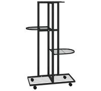 Vidaxl Jardinière À 4 Niveaux Avec Roues 44x23x80 Cm Noir Fer Noir