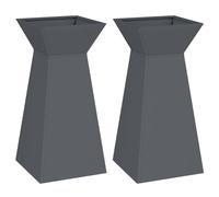 vidaXL Jardinière à Pilier 2 pcs Anthracite 35 x 35 x 73 cm, Joli Pot de Jardin et terrasse, présentoir métal Moderne, Solide déco extérieure pour Votre aménagement et Style