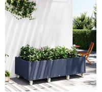 vidaXL Jardinière à Roulettes, Bac à Fleurs, Pot à Plantes, Boîte à Fleurs Jardin Terrasse Patio Extérieur, Bleu Gris 367978