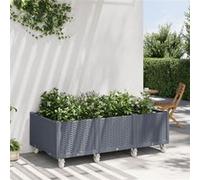 vidaXL Jardinière à Roulettes, Bac à Fleurs, Pot à Plantes, Boîte à Fleurs Jardin Terrasse Patio Extérieur, Bleu Gris 150x80x54 cm PP 367978 G