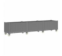 vidaXL Jardinière à Roulettes, Lit Surélevé de Jardin avec Roues, Pot de Fleurs, Bac à Plantes, Boîte de Plantation Patio Terrasse, Gris Clair PP G