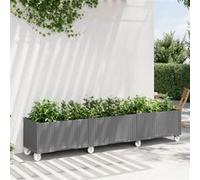 vidaXL Jardinière à Roulettes, Lit Surélevé de Jardin avec Roues, Pot de Fleurs, Bac à Plantes, Boîte de Plantation Patio Terrasse, Gris Clair PP G