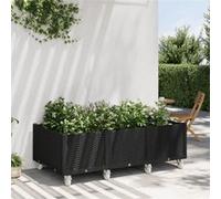 vidaXL Jardinière à Roulettes, Lit Surélevé de Jardin avec Roues, Pot de Fleurs, Bac à Plantes, Boîte de Plantation Patio Terrasse, Noir PP Noir G