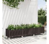 Vidaxl Jardinière À Roulettes Marron 240x50x54 Cm Pp
