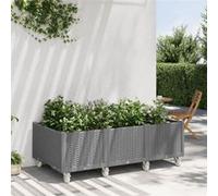 vidaXL Jardinière à Roulettes, Lit Surélevé de Jardin avec Roues, Pot de Fleurs, Bac à Plantes, Boîte de Plantation Patio Terrasse, Gris Clair PP Gris clair G