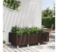 vidaXL Jardinière à Roulettes, Lit Surélevé de Jardin avec Roues, Pot de Fleurs, Bac à Plantes, Boîte de Plantation Patio Terrasse, Marron PP G