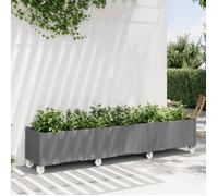 vidaXL Jardinière à Roulettes, Lit Surélevé de Jardin avec Roues, Pot de Fleurs, Bac à Plantes, Boîte de Plantation Patio Terrasse, Gris Clair PP G
