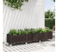 Vidaxl Jardinière À Roulettes Marron 240x50x54 Cm Pp