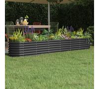 vidaXL Lit Surélevé de Jardin Pot à Fleurs Boîte à Plantes Lit Surélevé Patio Terrasse Extérieur Acier Galvanisé 260x40x36 cm Anthracite