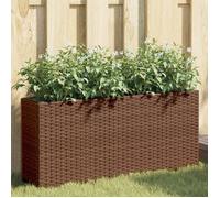 vidaXL Jardinière avec 2 pots marron 90x20x40 cm résine tressée, jardinière d'extérieur, bac à fleurs, bac à tomates, 366408