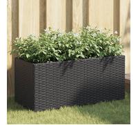 vidaXL Jardinière avec 2 pots Résine tressée Noir 72x30x32 cm d'extérieur