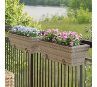 vidaXL Jardinière avec crochets 2 pcs. Gris Poly rotin